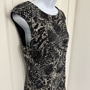 Ann Taylor Snake Print Sheath Dress Black and Cream 4